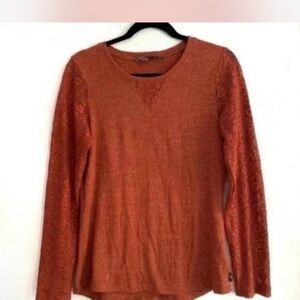 Prana Darla Lace Sleeve Top in Burnt Orange